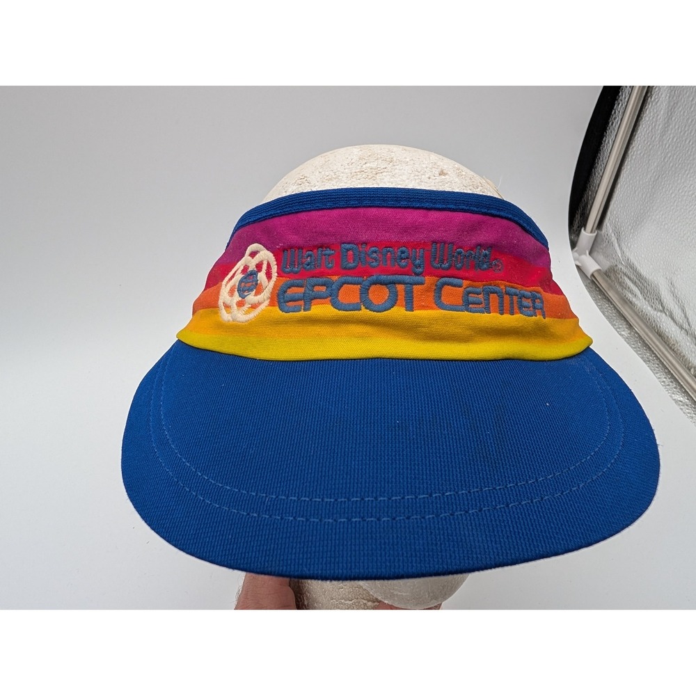 Vtg 1980's Epcot Center Disney World Disneyland Visor Hat Adjustable Rainbow